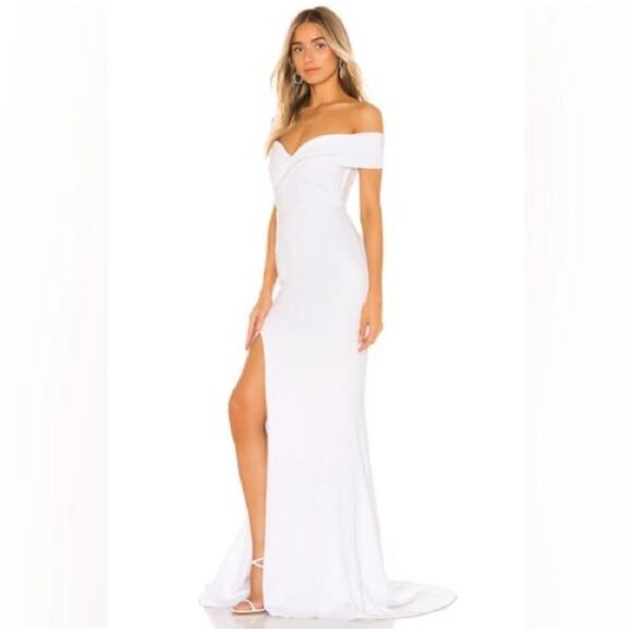NWT Nookie Neptune White Off Shoulder Gown Dress Large Bridal Prom Formal - Picture 11 of 11